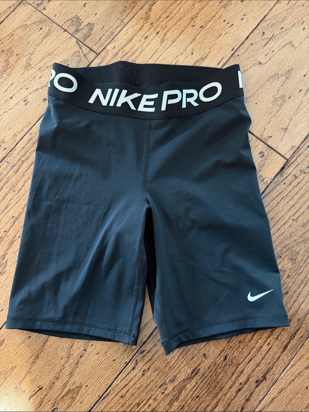 Nike Black Pro High-Waist Bike Shorts with White Logo 5 inch inseam